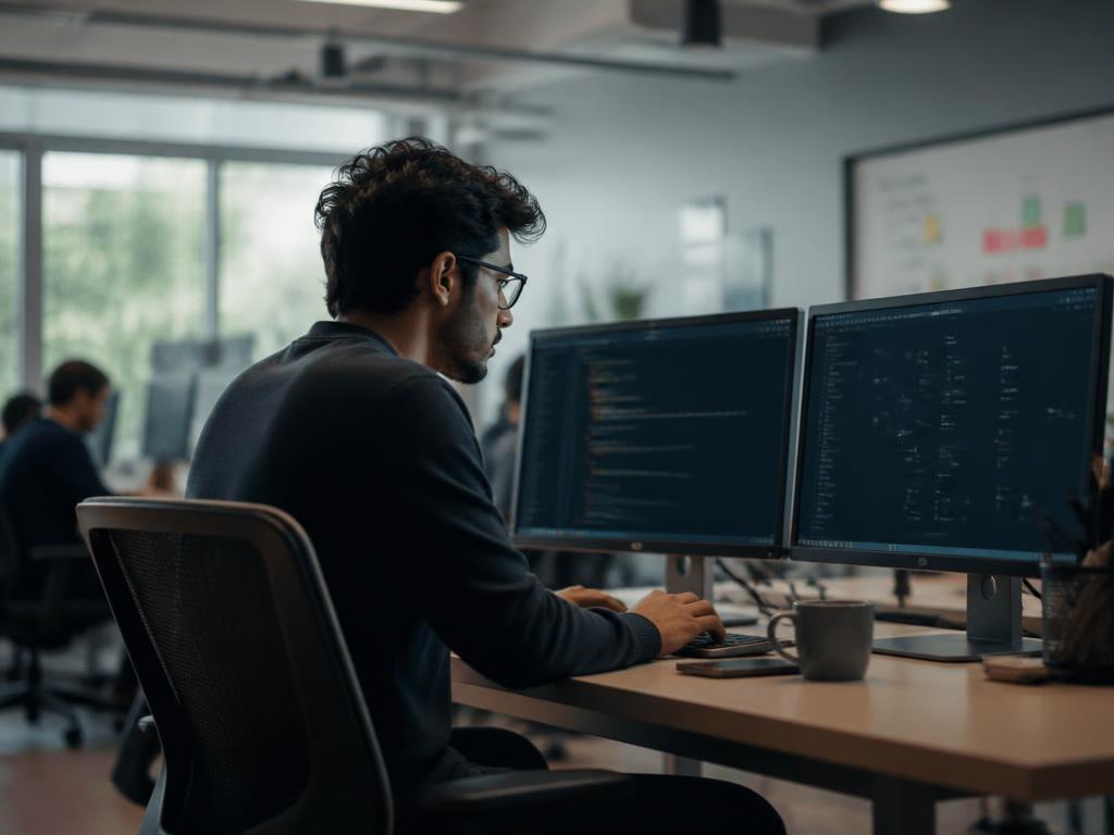 Persona desarrollando software en un entorno tecnológico
